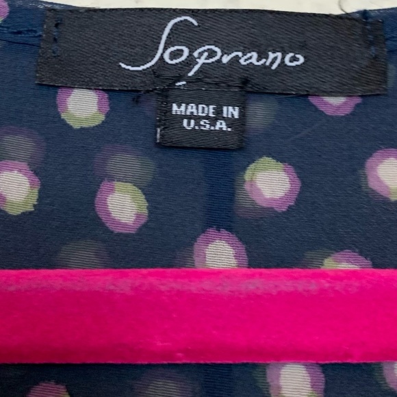 Soprano Ruffled Flowy PolkaDot Semi Sheer Blouse M - Picture 6 of 7